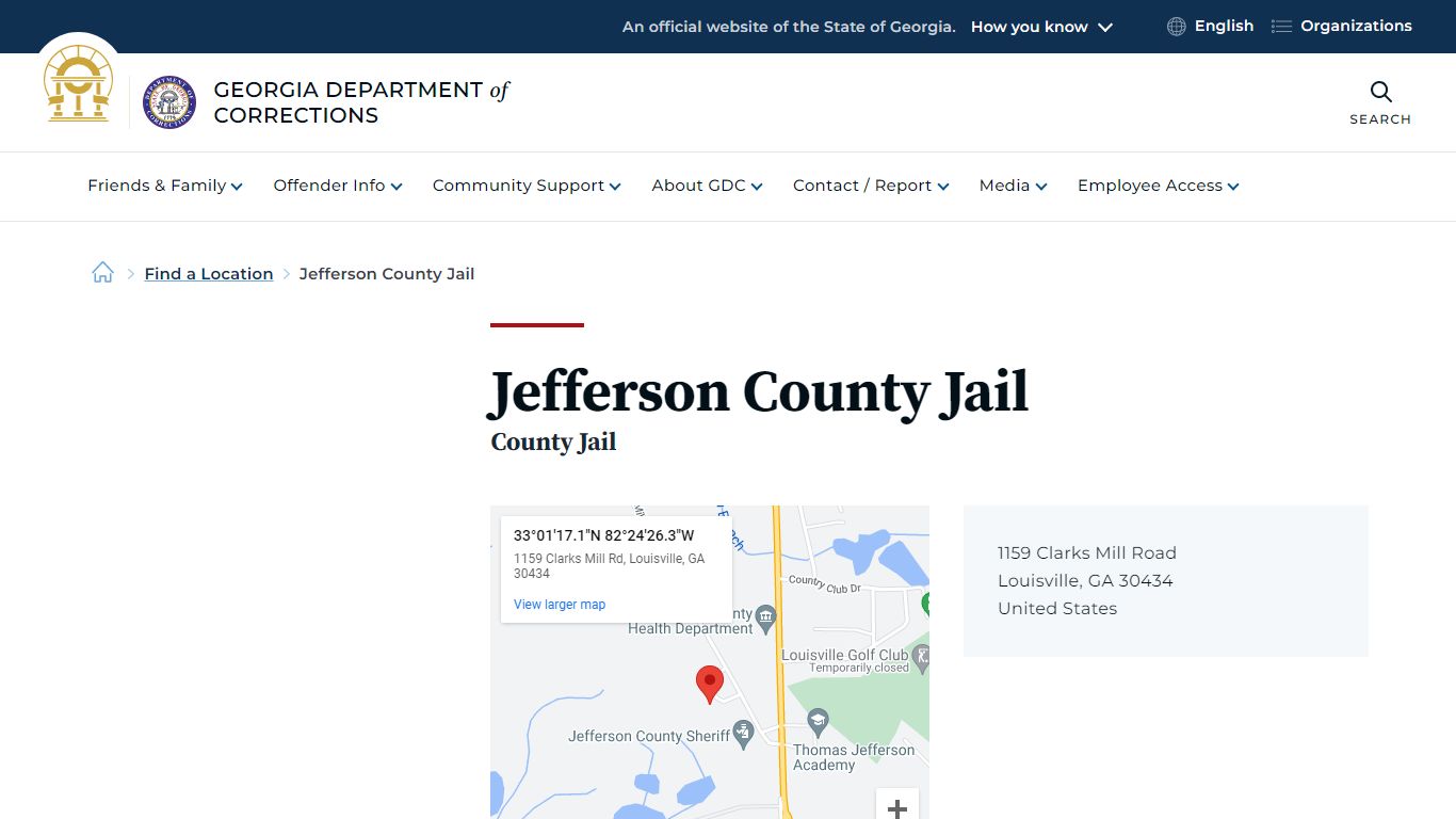 Jefferson County Jail | Georgia Department of Corrections