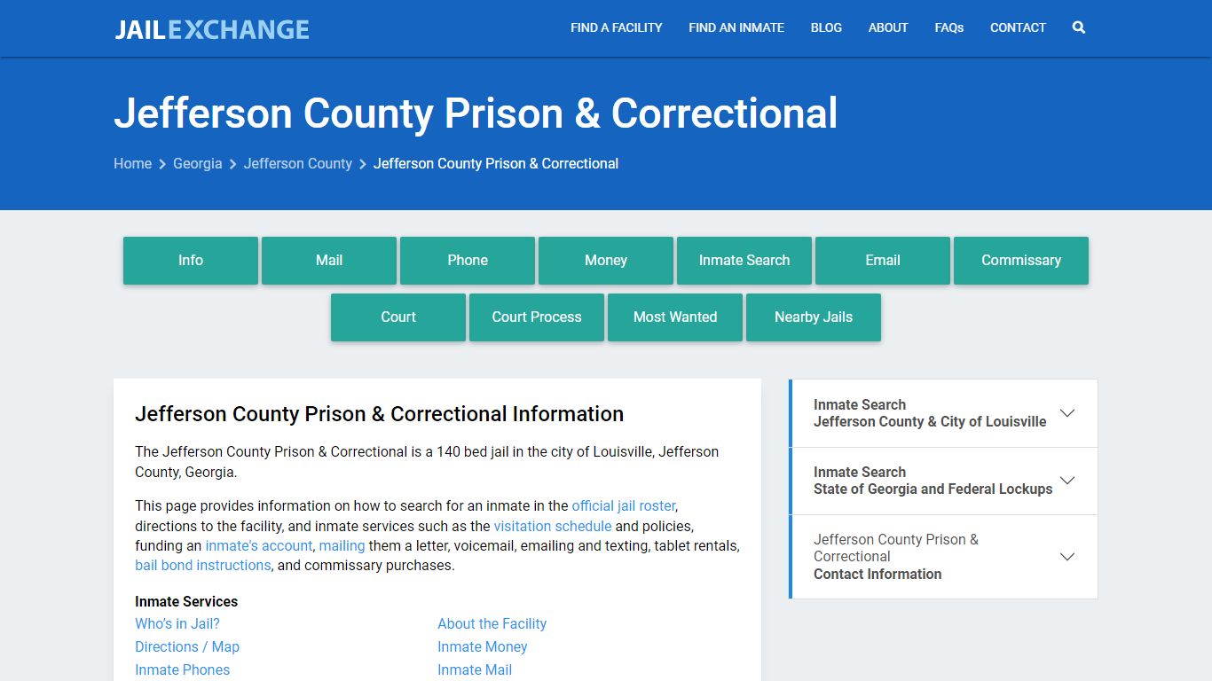 Jefferson County Prison & Correctional, GA Inmate Search, Information